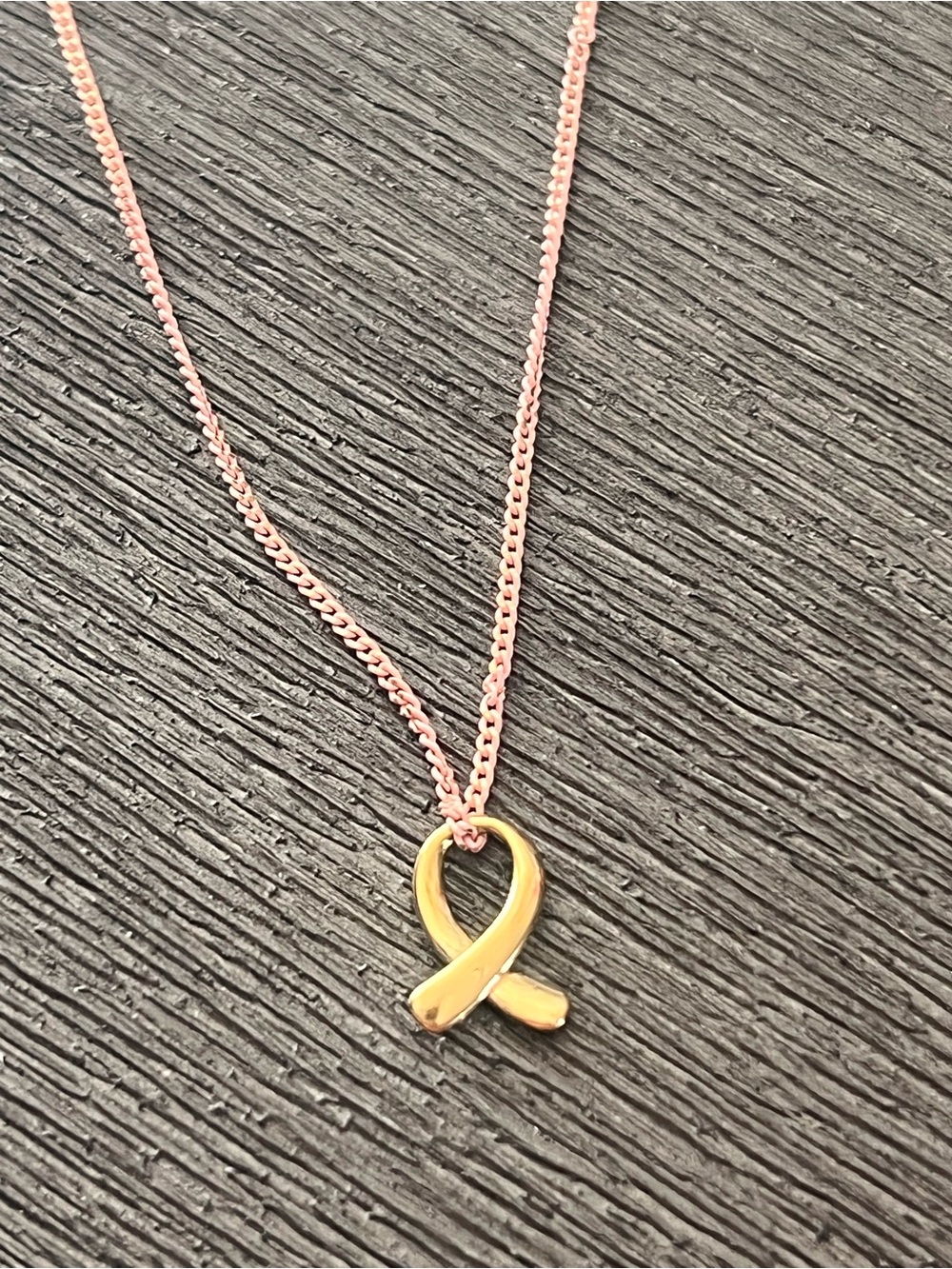 Plunder Pink Powder coated Awareness gold Ribbon Necklace NWT Hypoallergenic - Picture 4 of 7